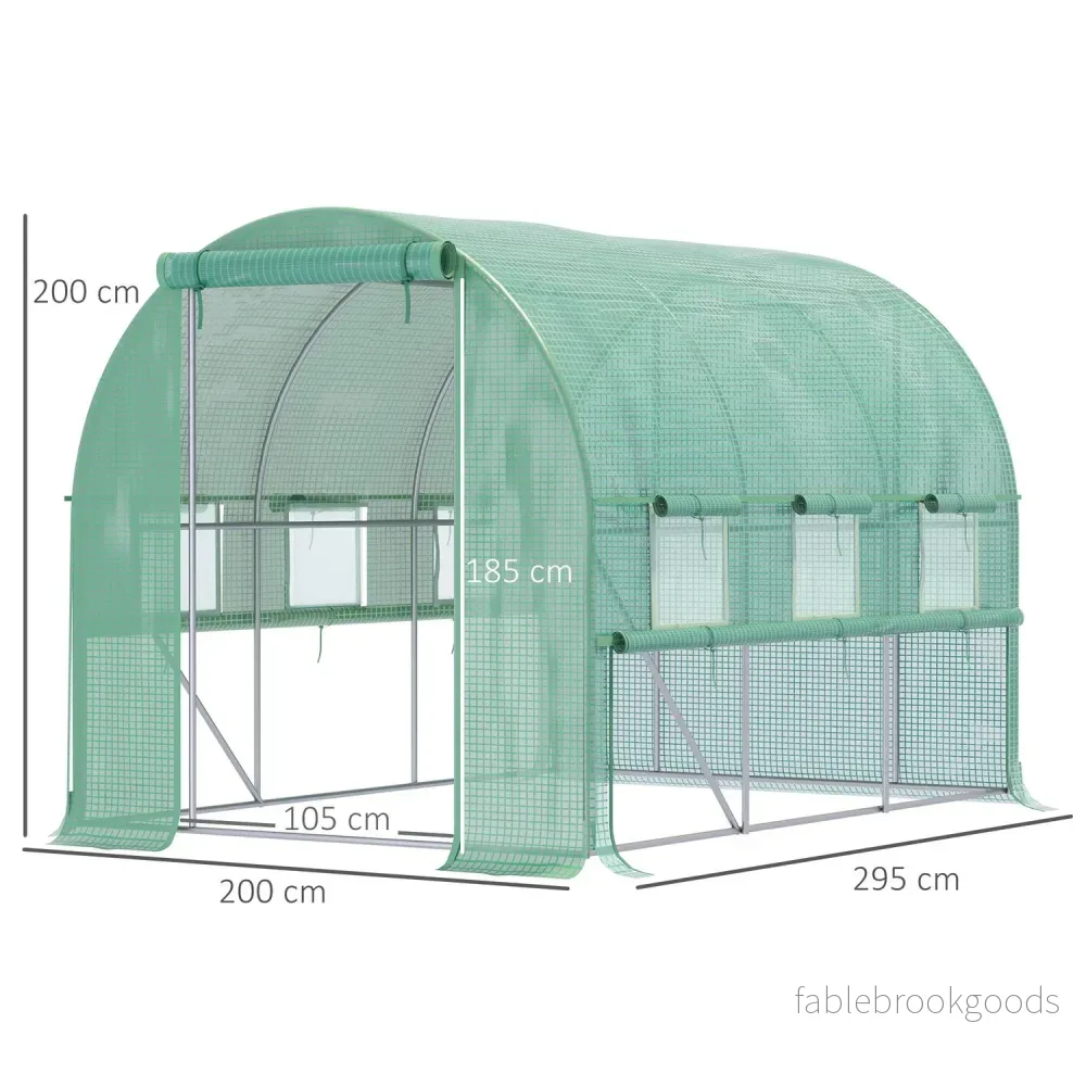 Walk-In Film Greenhouse – UV-skyddad, 6 fönster, 2,95x2x2M - Bild 3