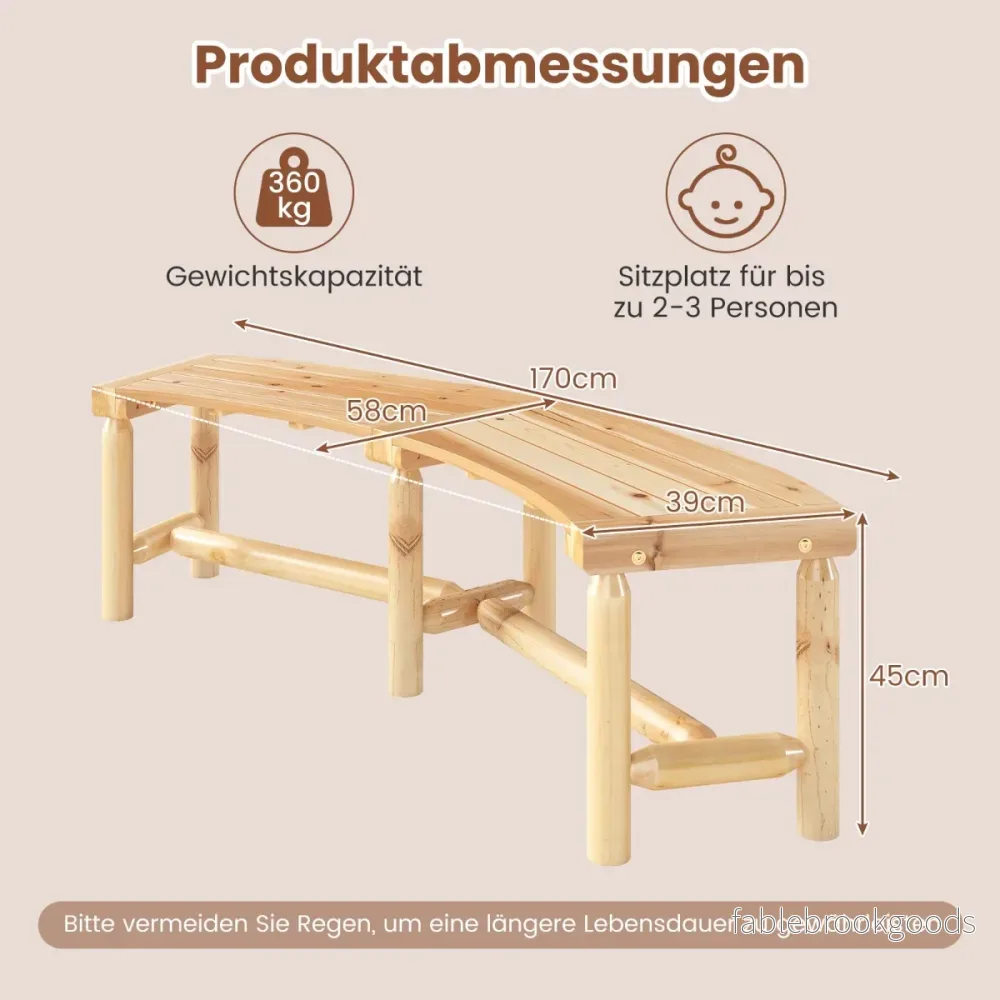 Böjd – trädgårdsbänk i massivt trä eldstadsbänk för personer, utomhusbänk i naturen – 2-3 – Natur - Bild 2