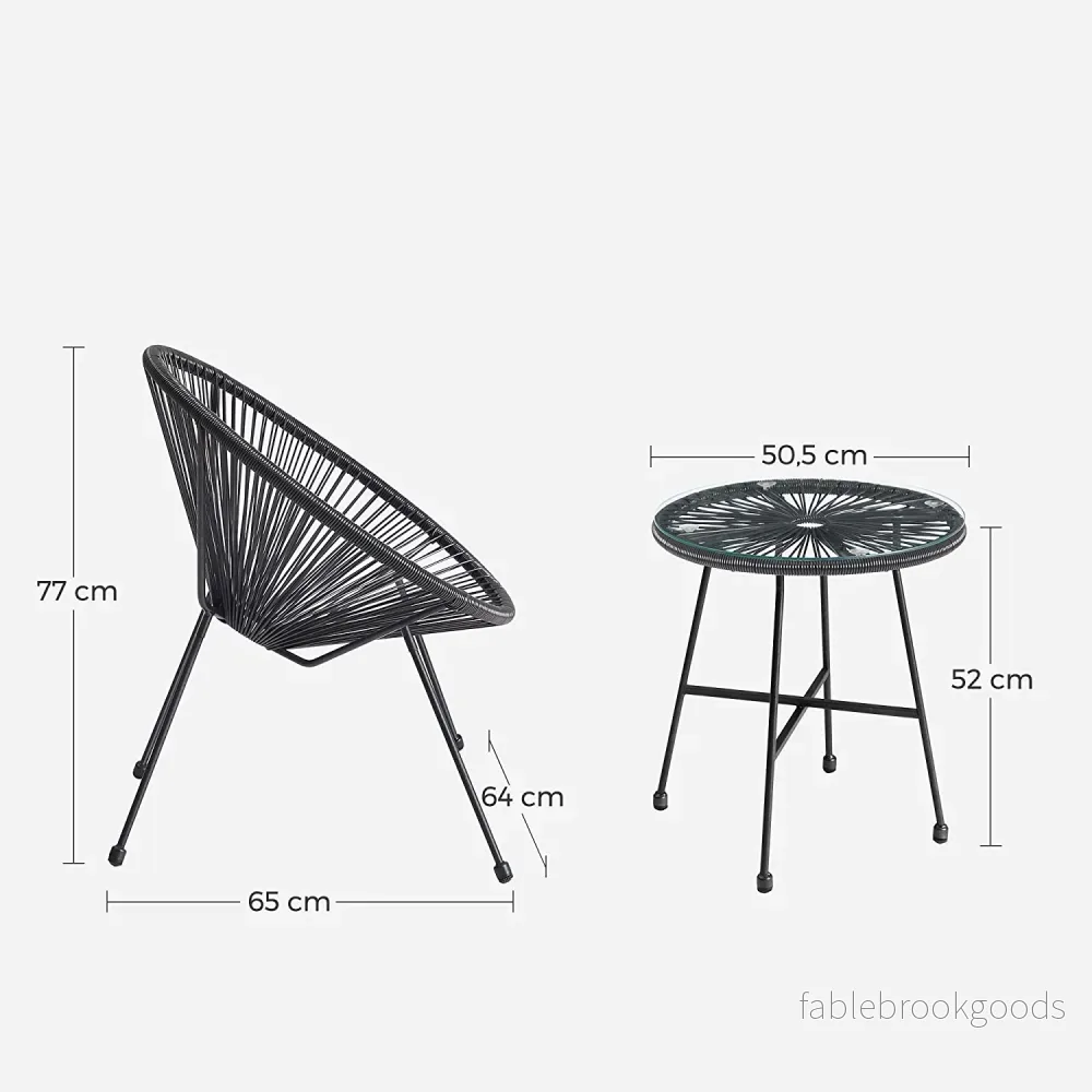 Trädgårdsmöbelset – Set om 3 – Bordsskiva i glas – Svart - Bild 2