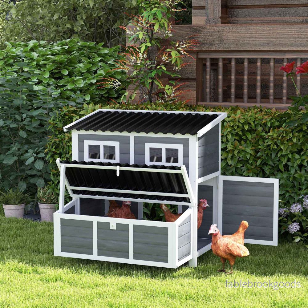 Vattentät Gran Wood Chicken Coop med bolåda för 4-6 höns - Bild 2