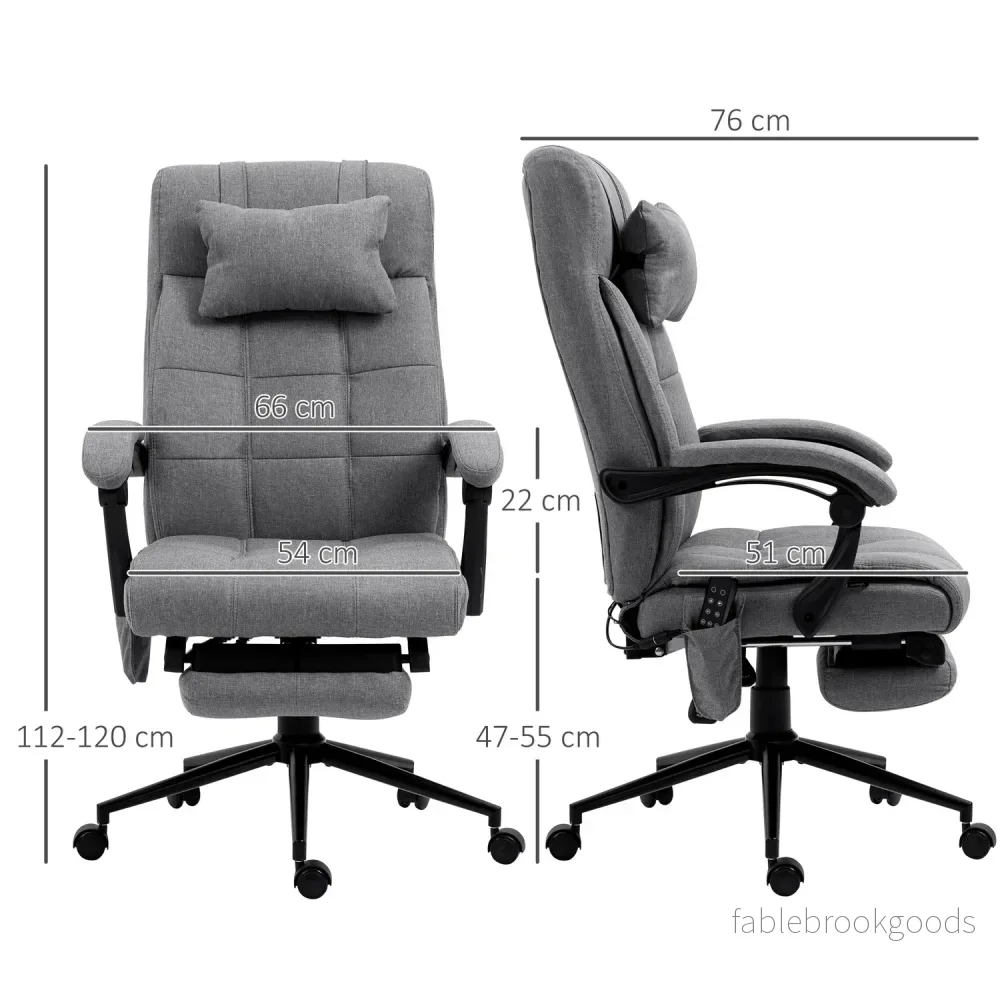 Ergonomisk kontorsstol med massage & ländryggsvärme, Grå - Bild 3