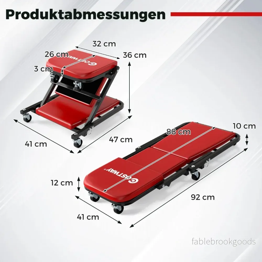 i – rullbräda med hjul och stoppat säte Upp till belastning – 2 1 6 150 kg – Röd - Bild 2