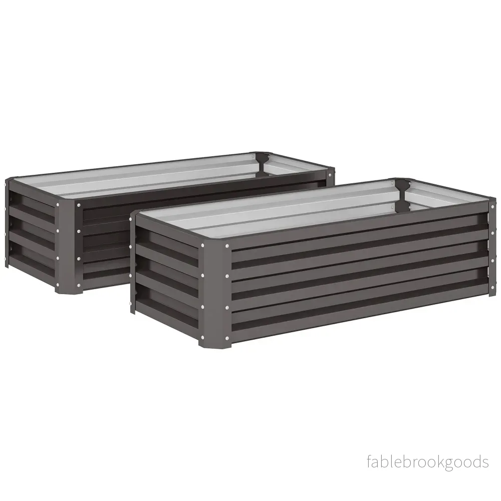 Upphöjda trädgårdsbäddar i metall, set om 2, öppen bas, 110x50x30cm
