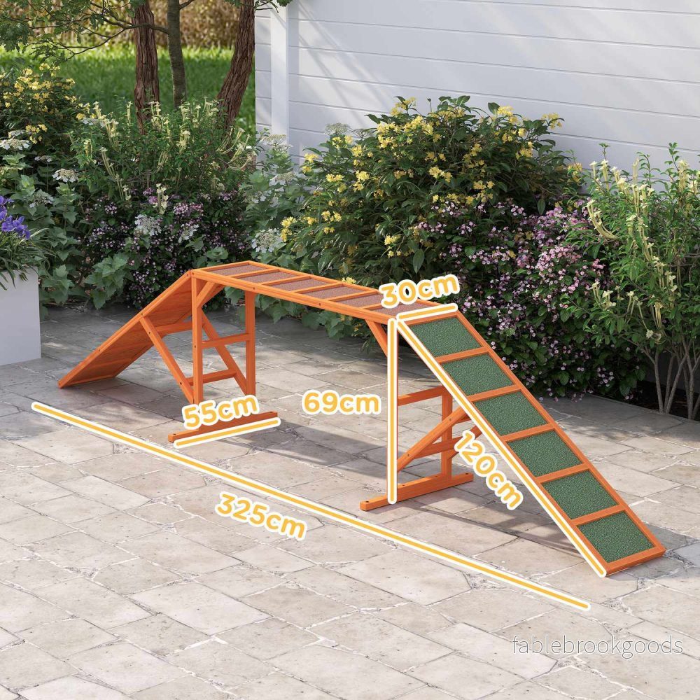 Dog Agility Bridge med Safety Bar, Halkfri, 325 cm, Orange - Bild 3