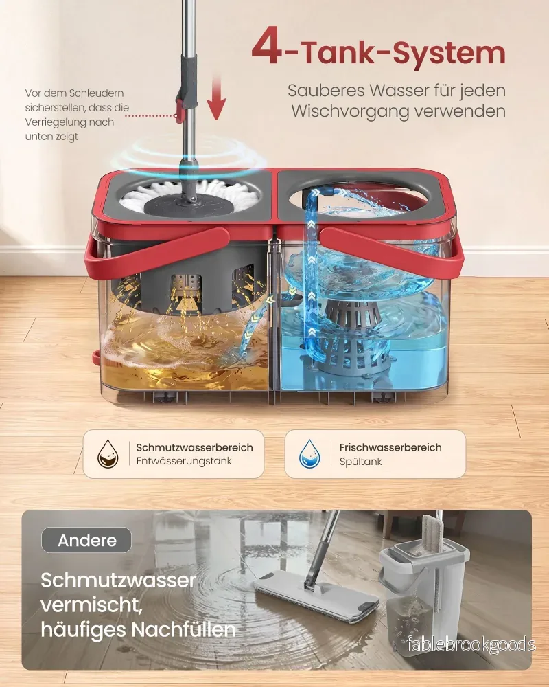 Mopset - Met Emmer en Vuilwaterscheiding - Grijs en Rot - 47,5 x 25,5 x 24 cm - Bild 3