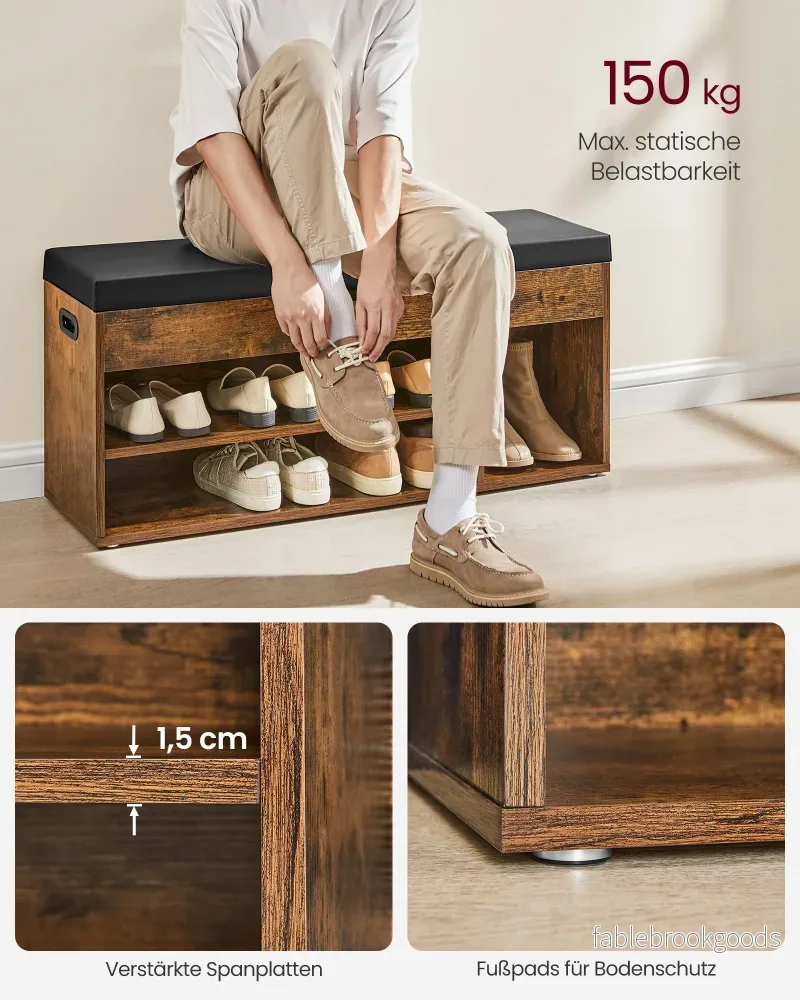 Skobänk – med sits – vintagebrun - Bild 3