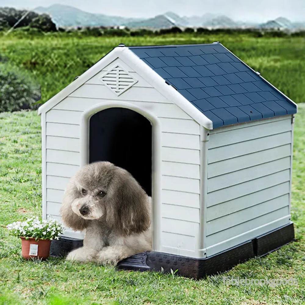 Dog – Kennel House Hundgrotta med förhöjt golv blått och vitt – Blå och vit - Bild 3