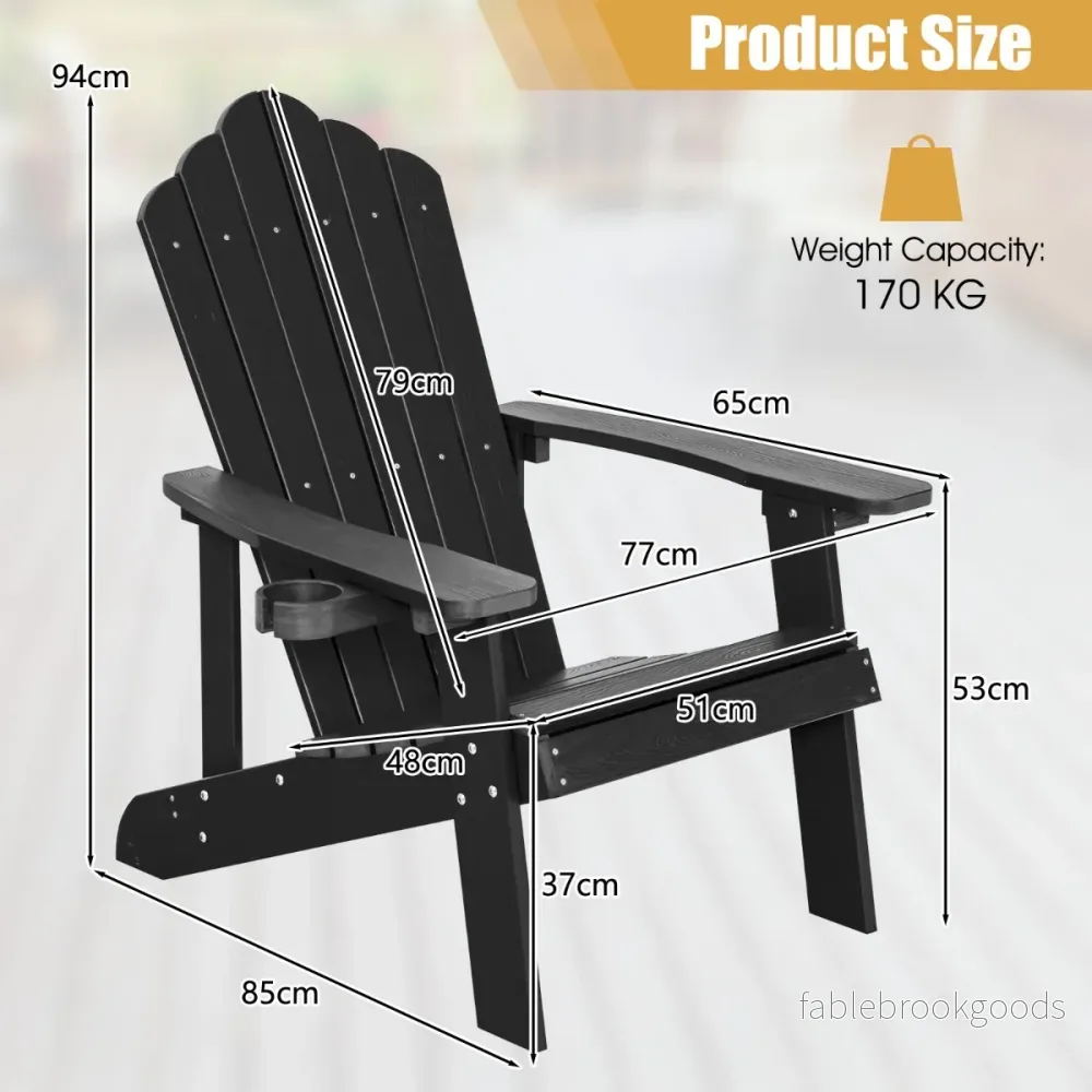 set – Adirondack stol med dryckeshållare – 2 – Svart - Bild 2