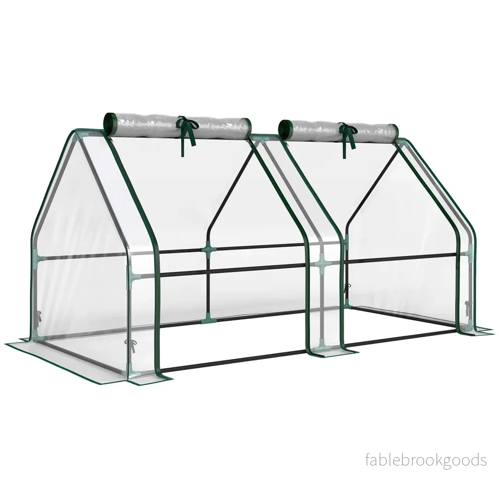 Bärbart växthus med blixtlåsdörrar, 180x90x90 cm, PVC-överdrag