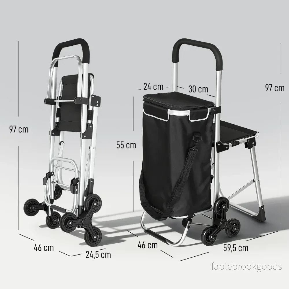 Kundvagn, 40L, 3-hjul, aluminiumram, sits - Bild 3