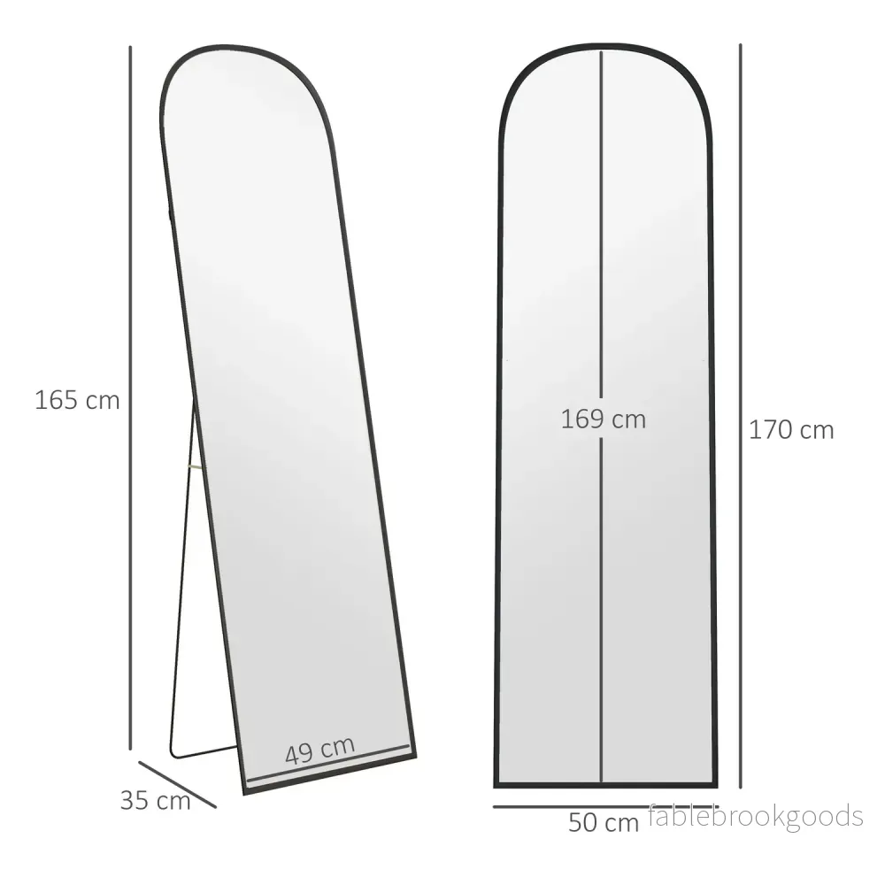 Stående spegel, fullängdsspegel, modern design, 50 cm x 1,5 cm x 161,5 cm, svart - Bild 3