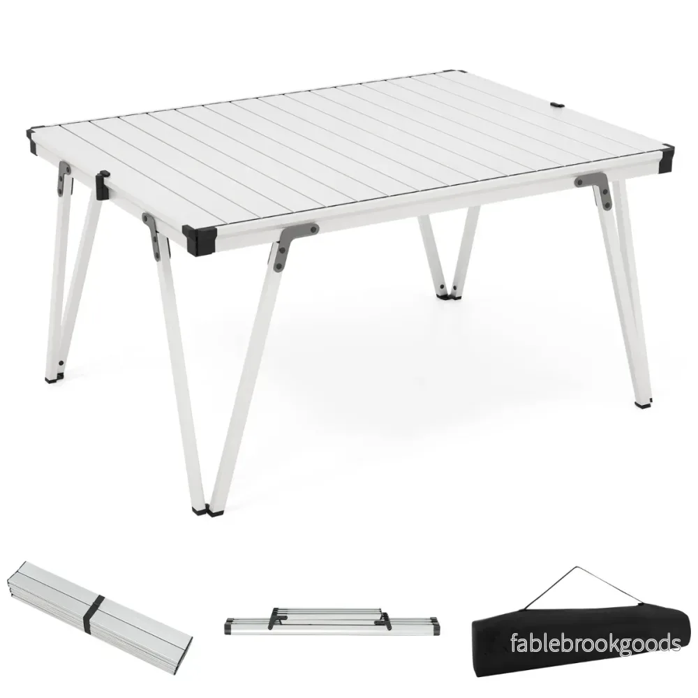 Campingbord – med vattentålig bordsskiva och bärväska picknickbord utomhusbord – Silver