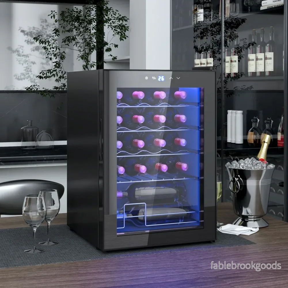 Vinkylskåp 20 flaskor, Anti-UV-glas, LED-ljus - Bild 2