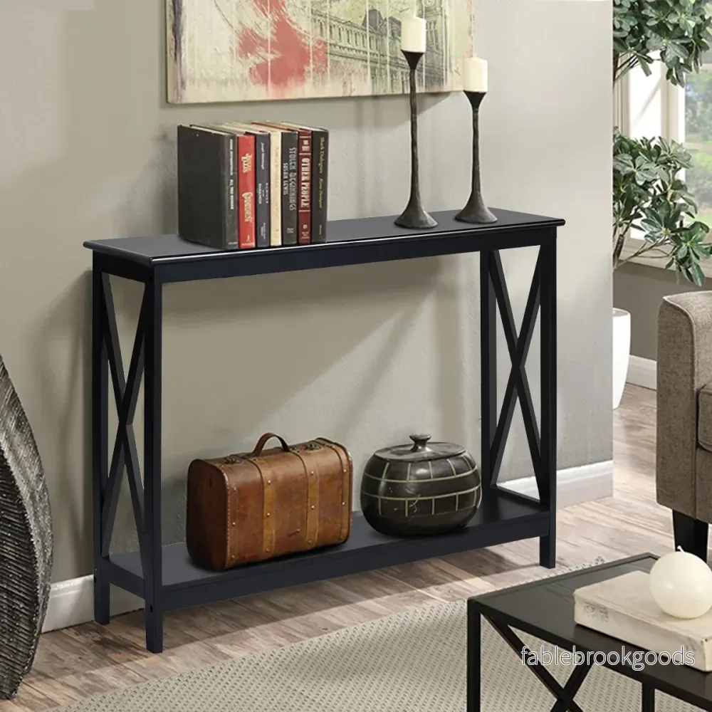X – format smalt konsolbord med nivåer – 2 100 x 30 x 80 cm – Svart - Bild 2