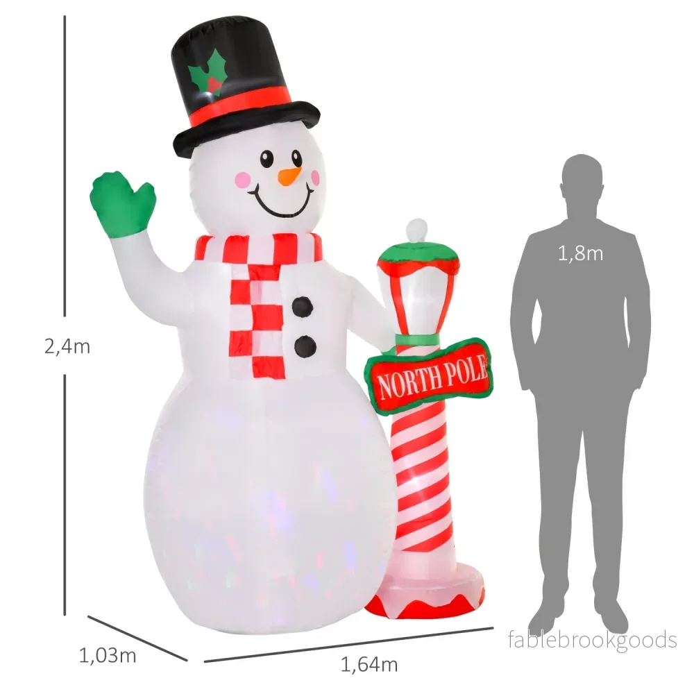 Uppblåsbar 2,4m LED Snowman Juldekoration, inomhus/utomhus - Bild 3