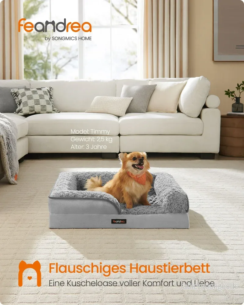 Ortopedisk hundsäng – plyschöverdrag – Dove Grey - Bild 2