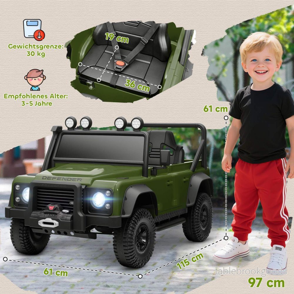 Elbil för barn, 12V batteri, fjärrkontroll, grön - Bild 3