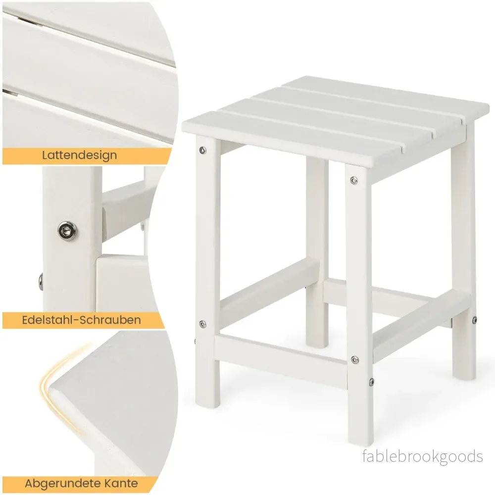 Sidobord – väderbeständigt HDPE Adirondack – 36 x 36 x 47 cm – Vit - Bild 2