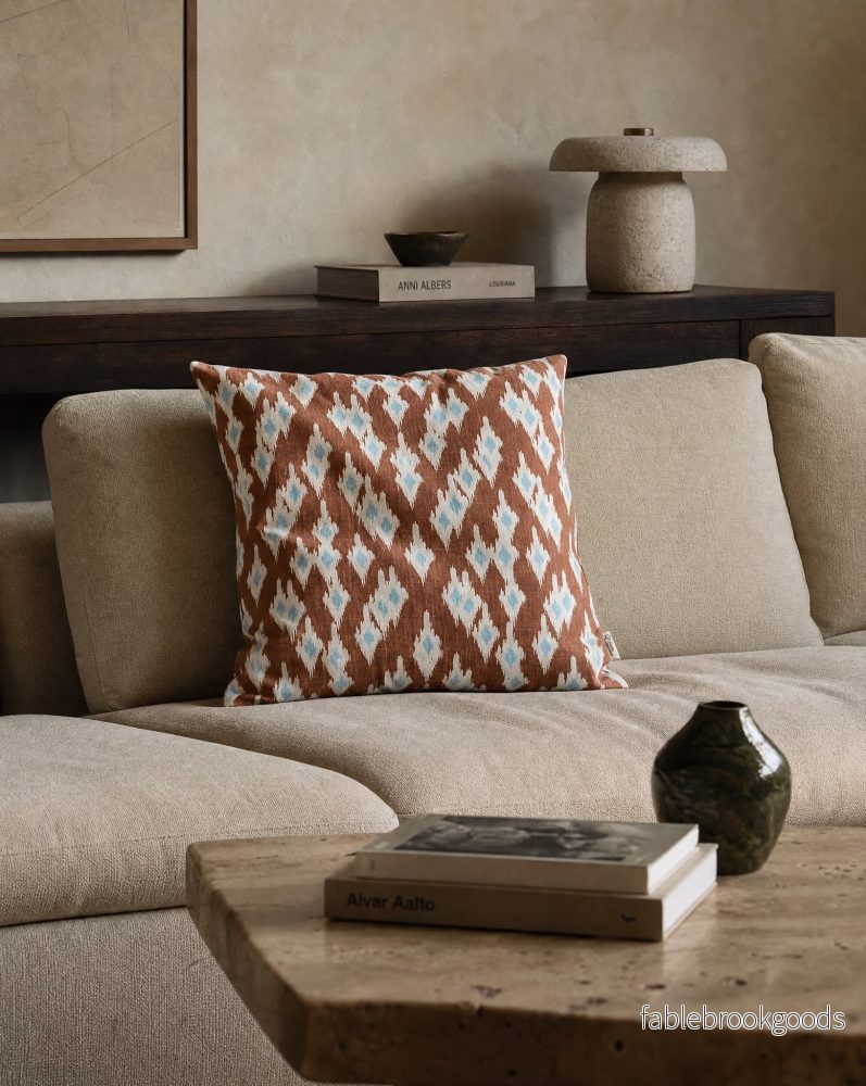 Kuddfodral Ikat Diamond Mocha - Bild 2