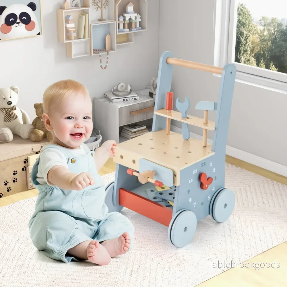 i – Baby Walker Tool Toy med Multi Activity Center och lägre förvaring – 2 1 – Blå - Bild 3