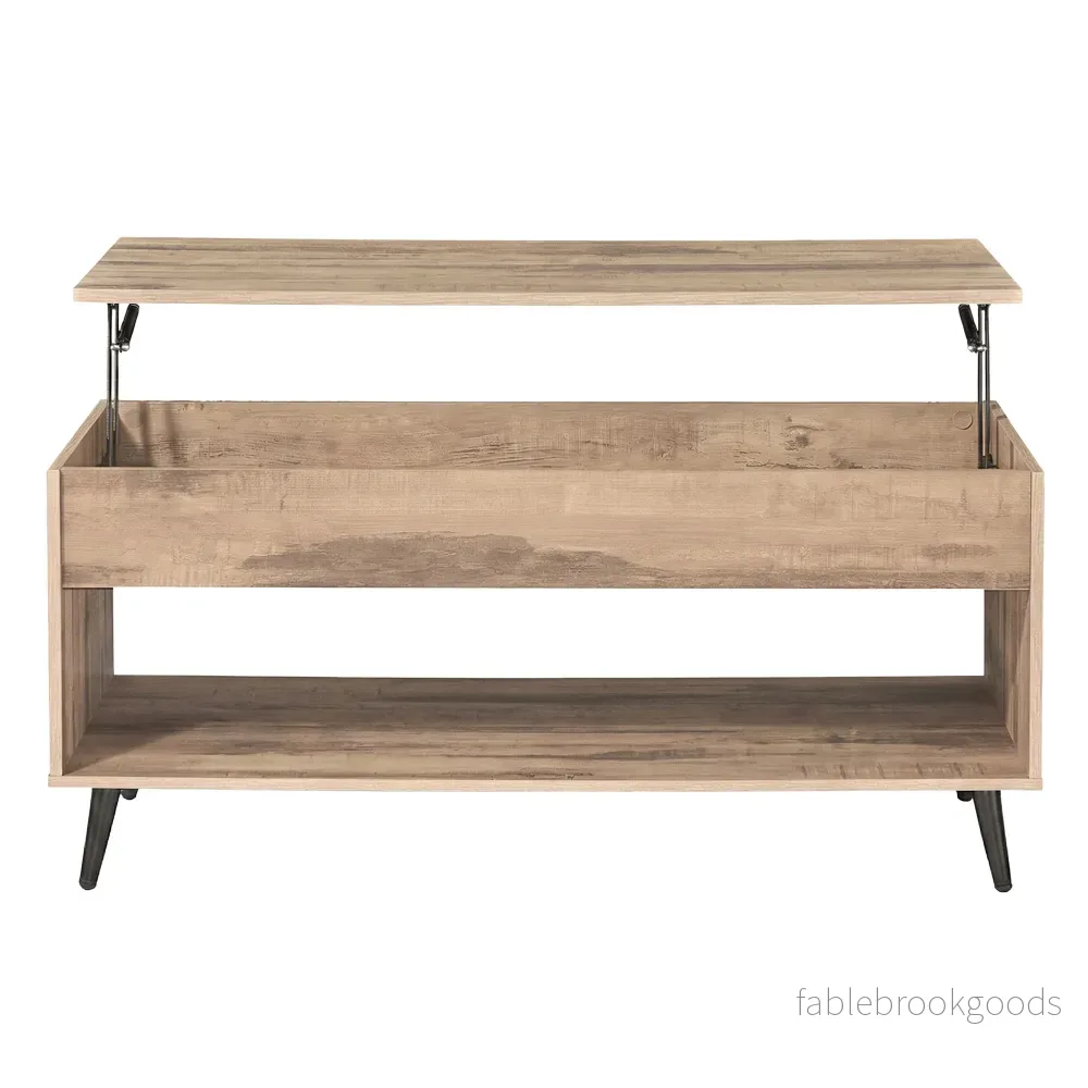 Salontafel – In Hoogte Verstelbaar – Verborgen Opbergvak – Kameelbruin-Zwart Salontafel – In Hoogte Verstelbaar – Verborgen Opbergvak – Kameelbruin-Zwart