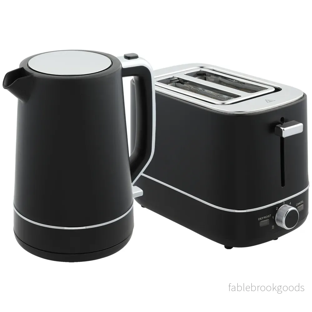 Set med vattenkokare och brödrost – 2200W, 1,7L, 6-nivåer Browning, svart