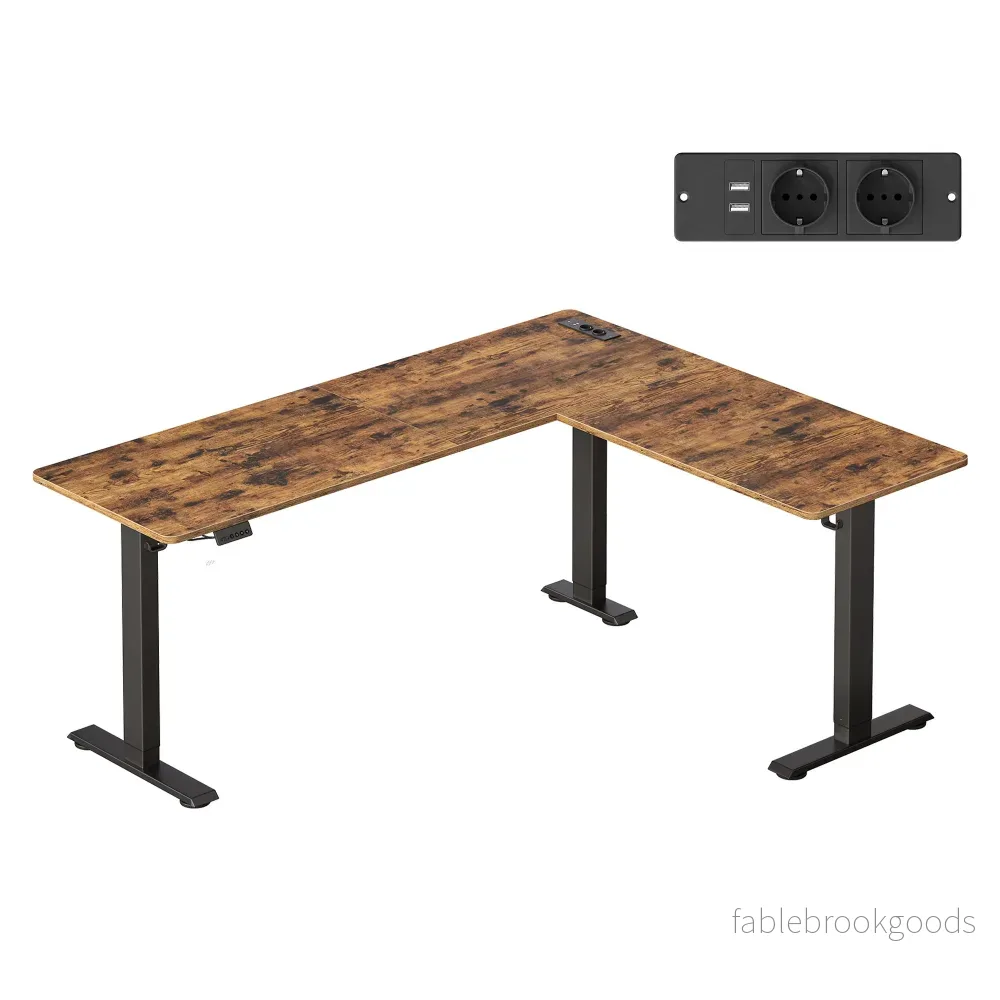 Hoekbureau – L-Vorm – Elektrisch Verstelbaar – 190 x 155 cm – Bruin Hoekbureau – L-Vorm – Elektrisch Verstelbaar – 190 x 155 cm – Bruin