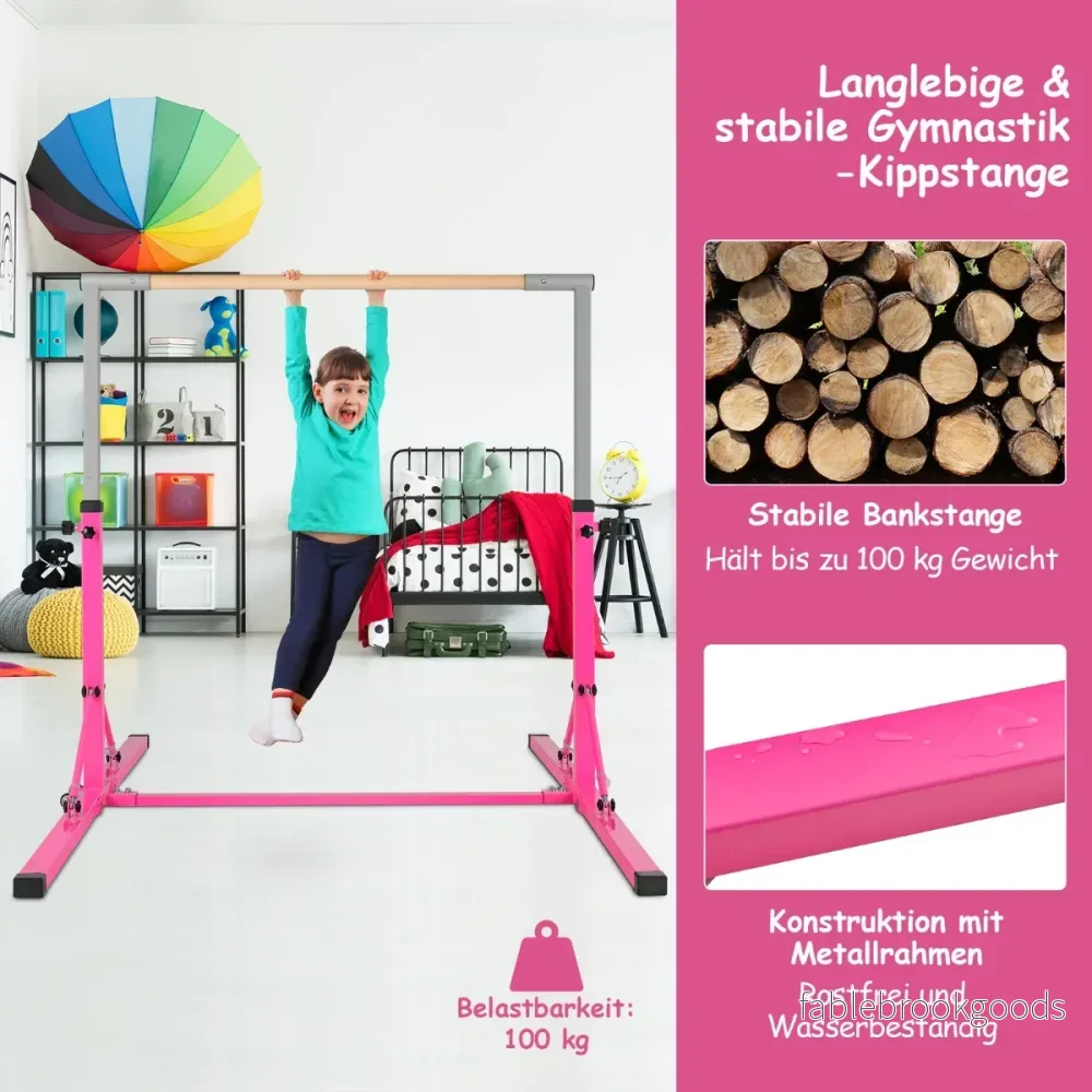 Vikbar – gymnastikstång för barn Vacklingsfri hemträningsutrustning (90-150) cm – 136 x 172 x – Rosa - Bild 2