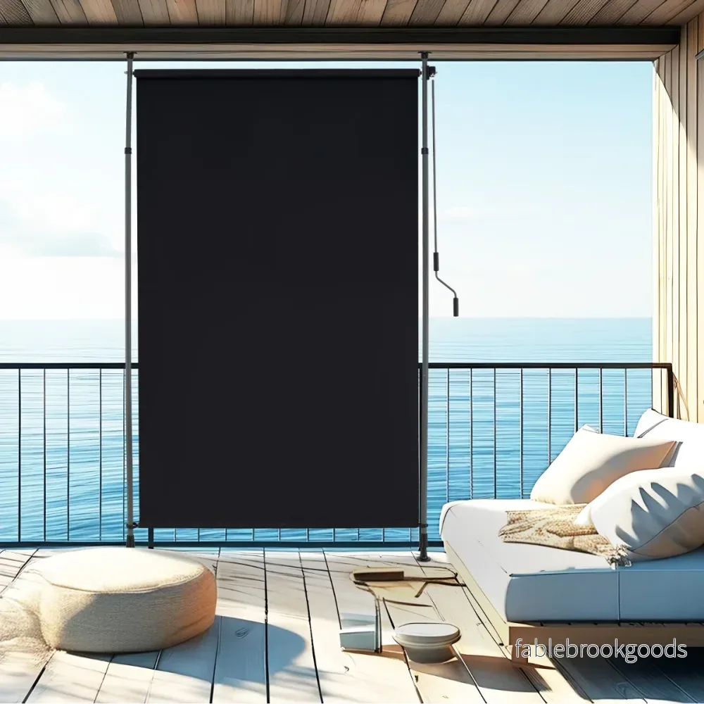 Utomhus – vertikalmarkis höjdjusterbar och utdragbar – 150 x 220-310 cm – Svart - Bild 3