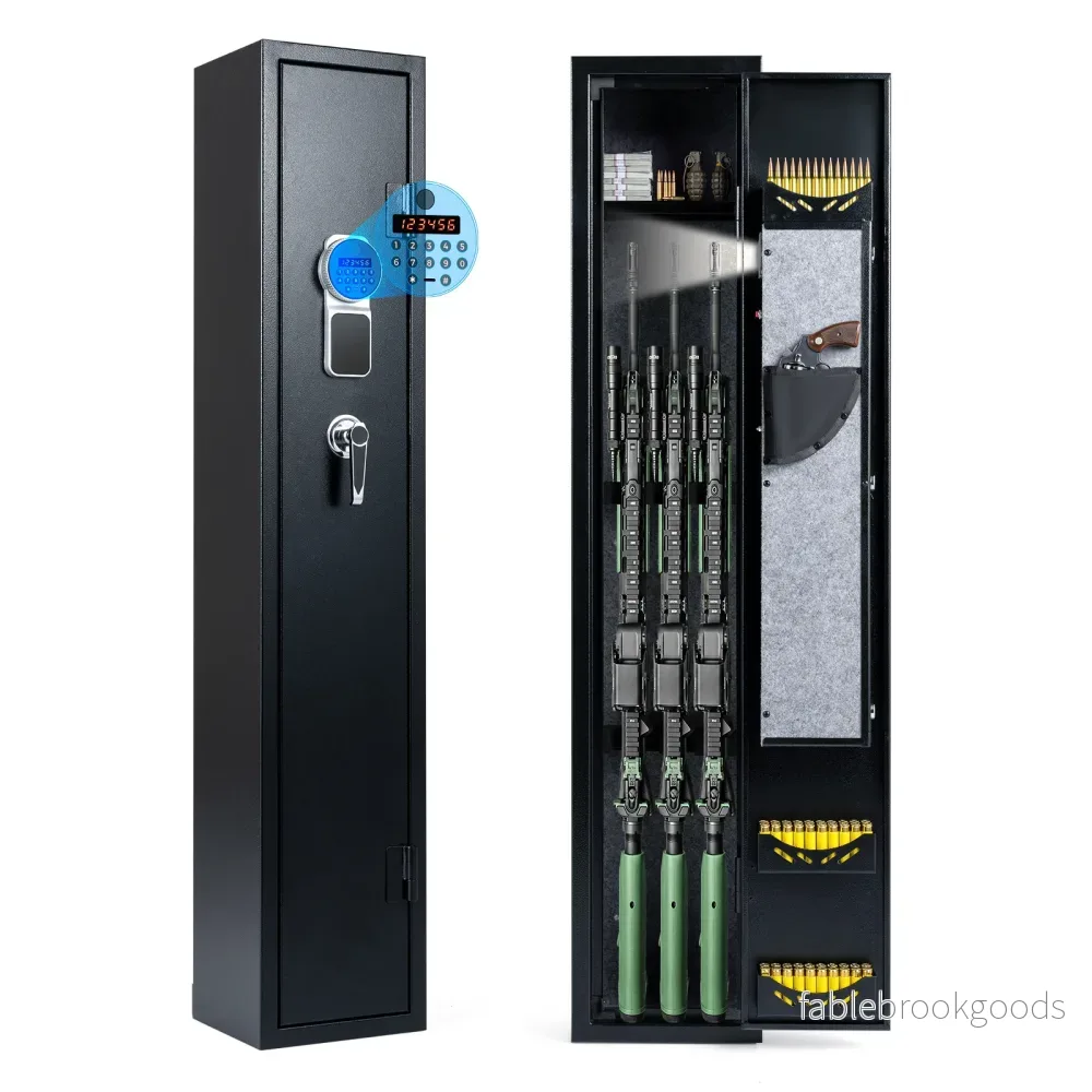 Metall – vapenskåp med elektroniskt kodlås och reservnycklar, rymmer gevär – 2 8 25 x 22 x 132 cm