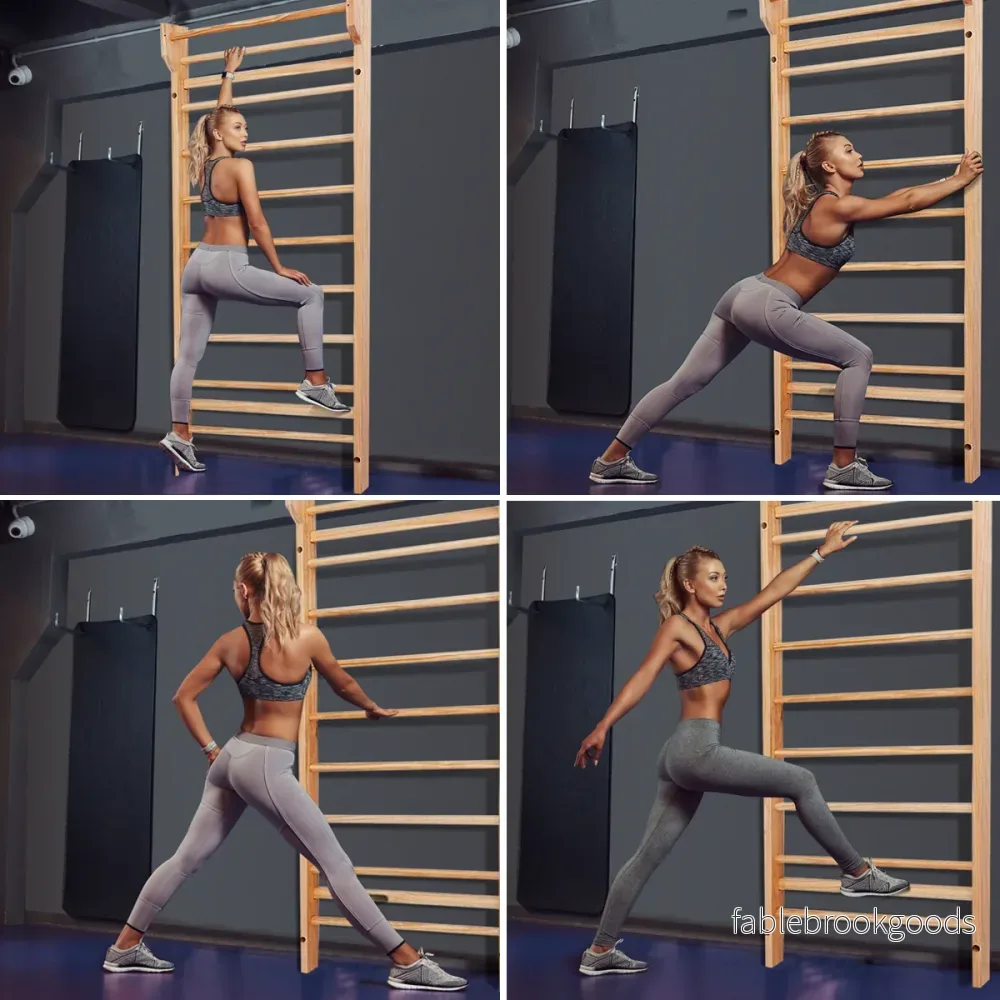 Träväggsstänger – med utdragbar bar och stegpinnar klättervägg lastkapacitet gymnastikvägg – 10 150 kg – Trä - Bild 2