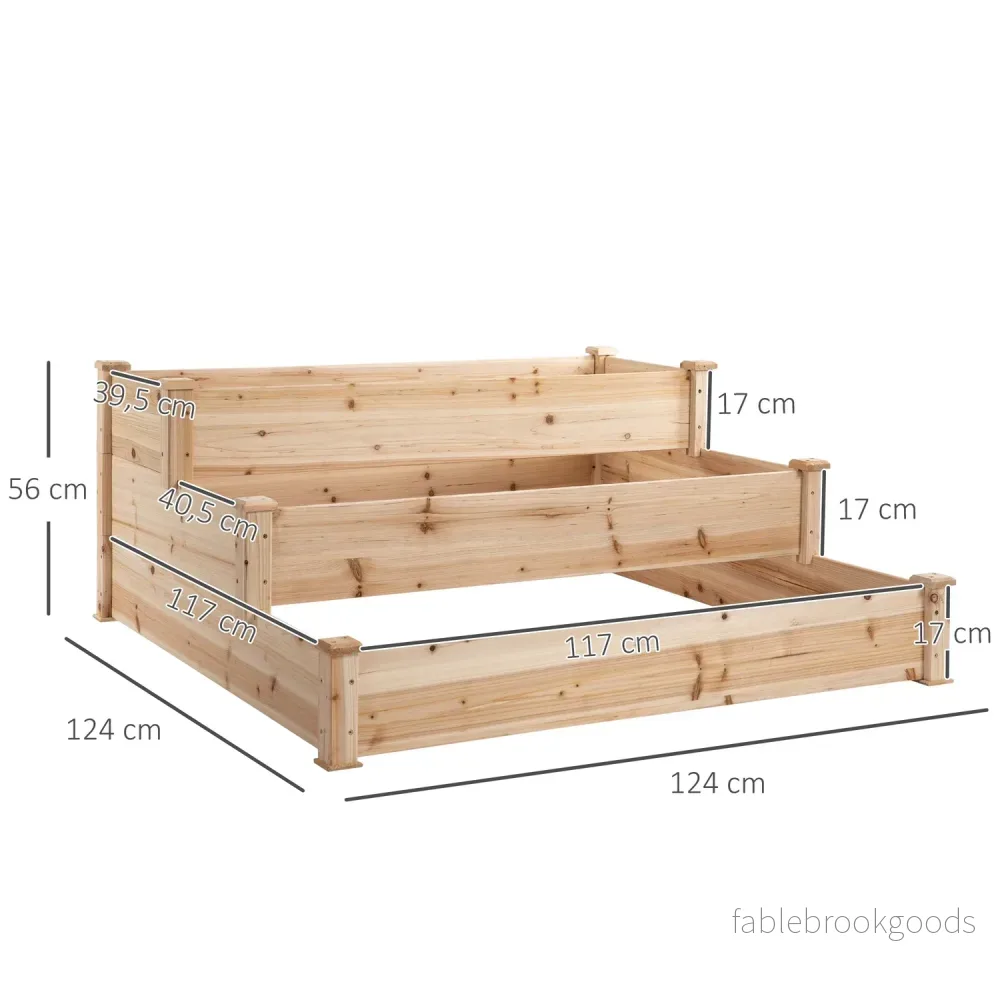 Trädgårdssäng i 3 våningar granträ för balkong, 124 cm - Bild 3