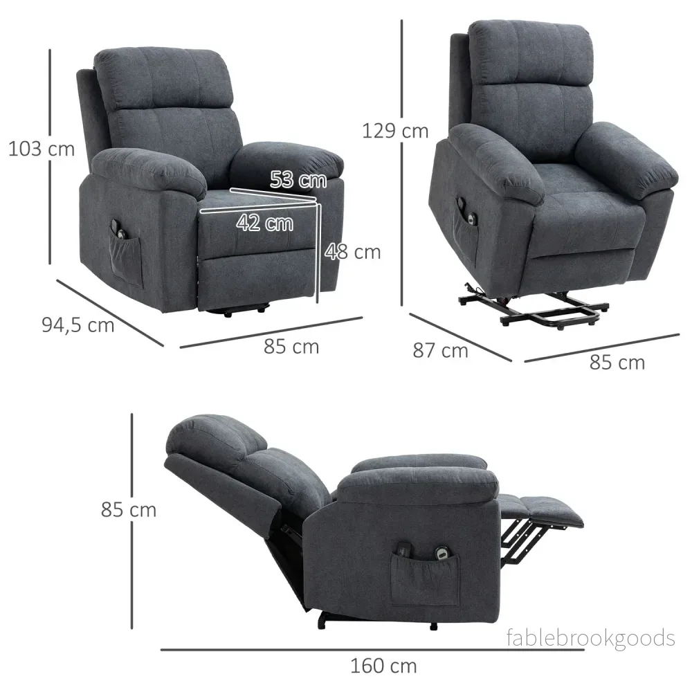 Liggande massagefåtölj med ståhjälp, grå - Bild 3