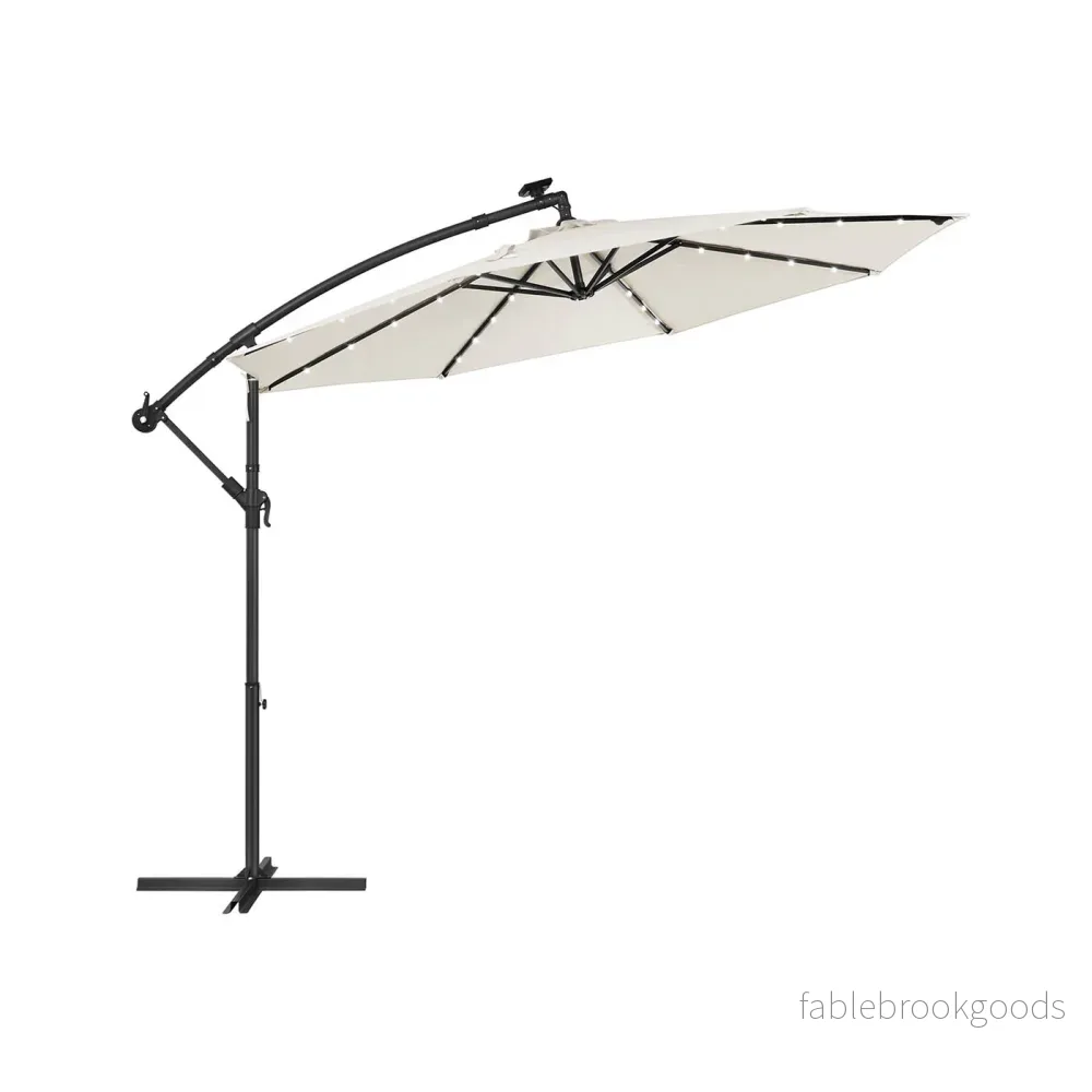 Solenergiparasoll med LED-belysning – Modern Design – Beige