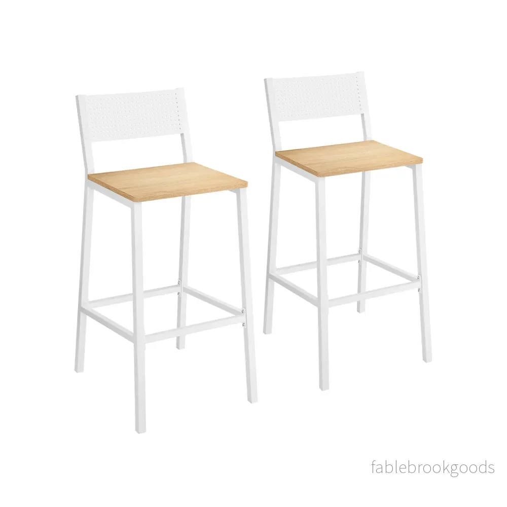 Barstolar – industriell design – set om 2 – beige och vit