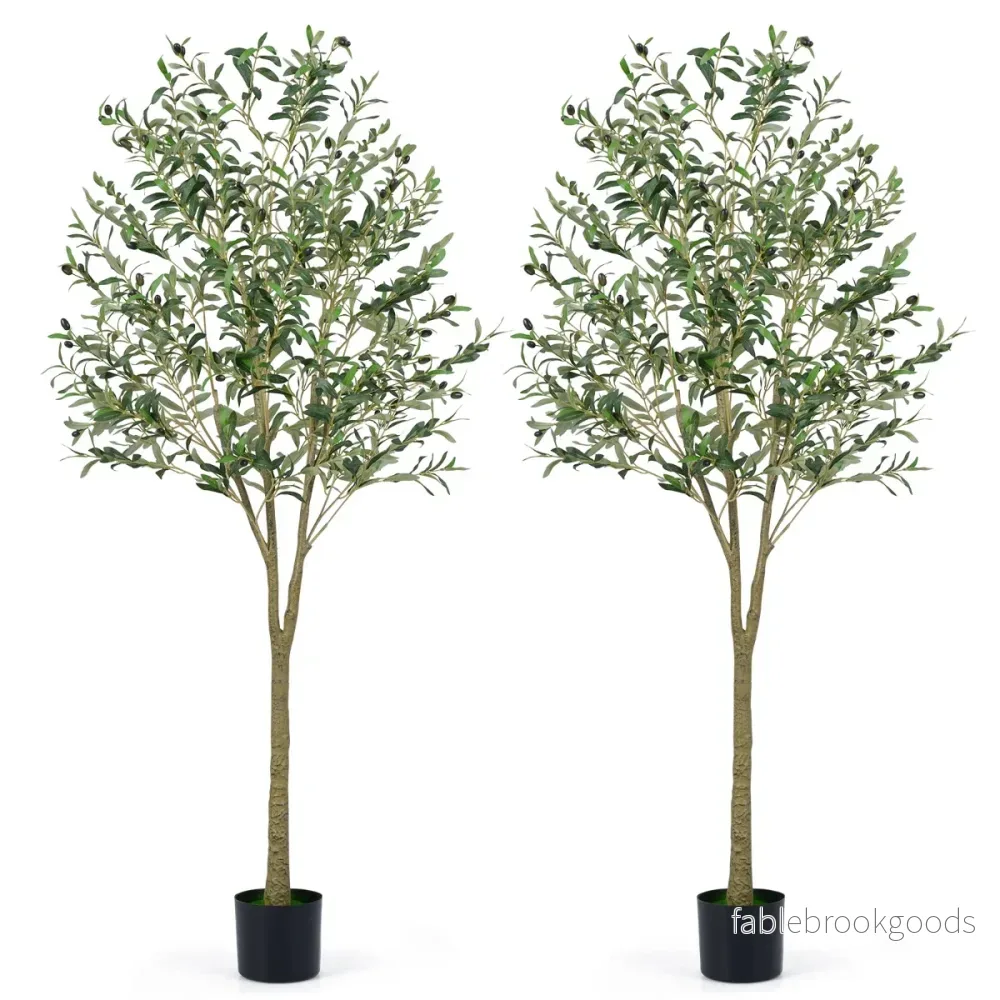 pack – konstgjorda olivträd höga med plastkruka – 2 180 cm – Grön
