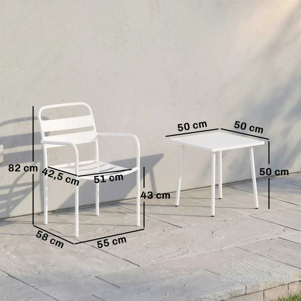 3-delat bistroset i metall med glasbord, vit - Bild 3