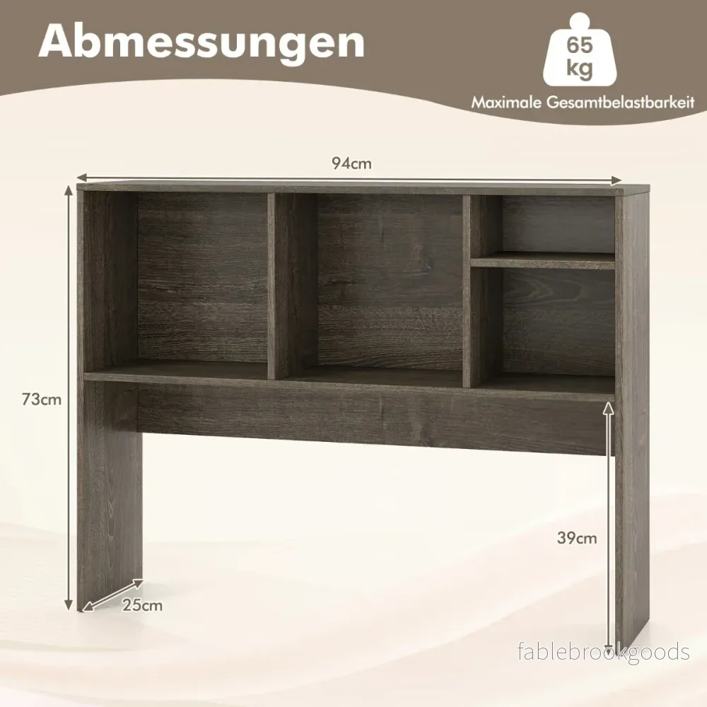 Skrivbords – hyllor med fack – 4 94 x 25 x 73 cm – Brun - Bild 2