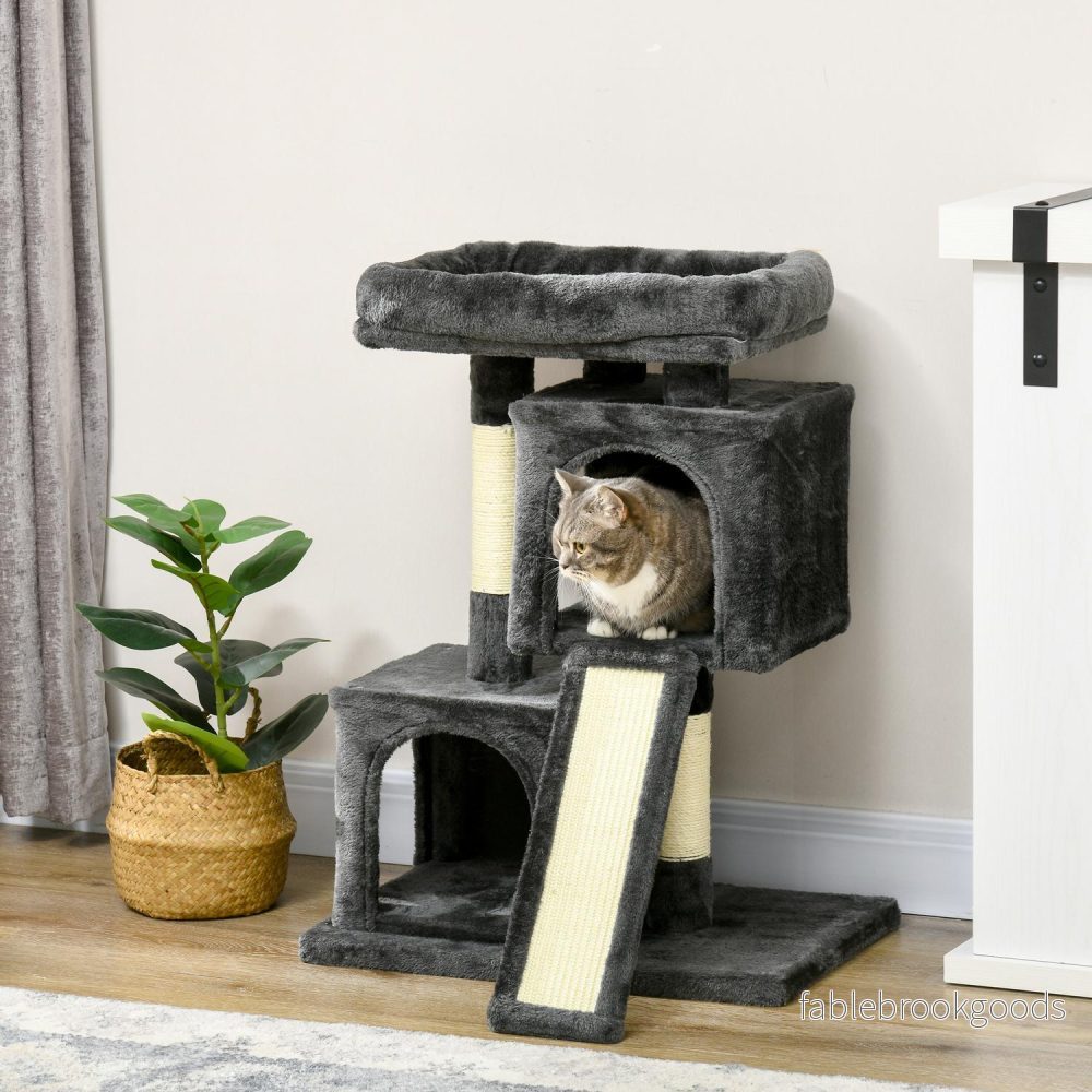 Kattträd med sisalstolpar, mörkgrå, 59 x 39 x 83 cm - Bild 2