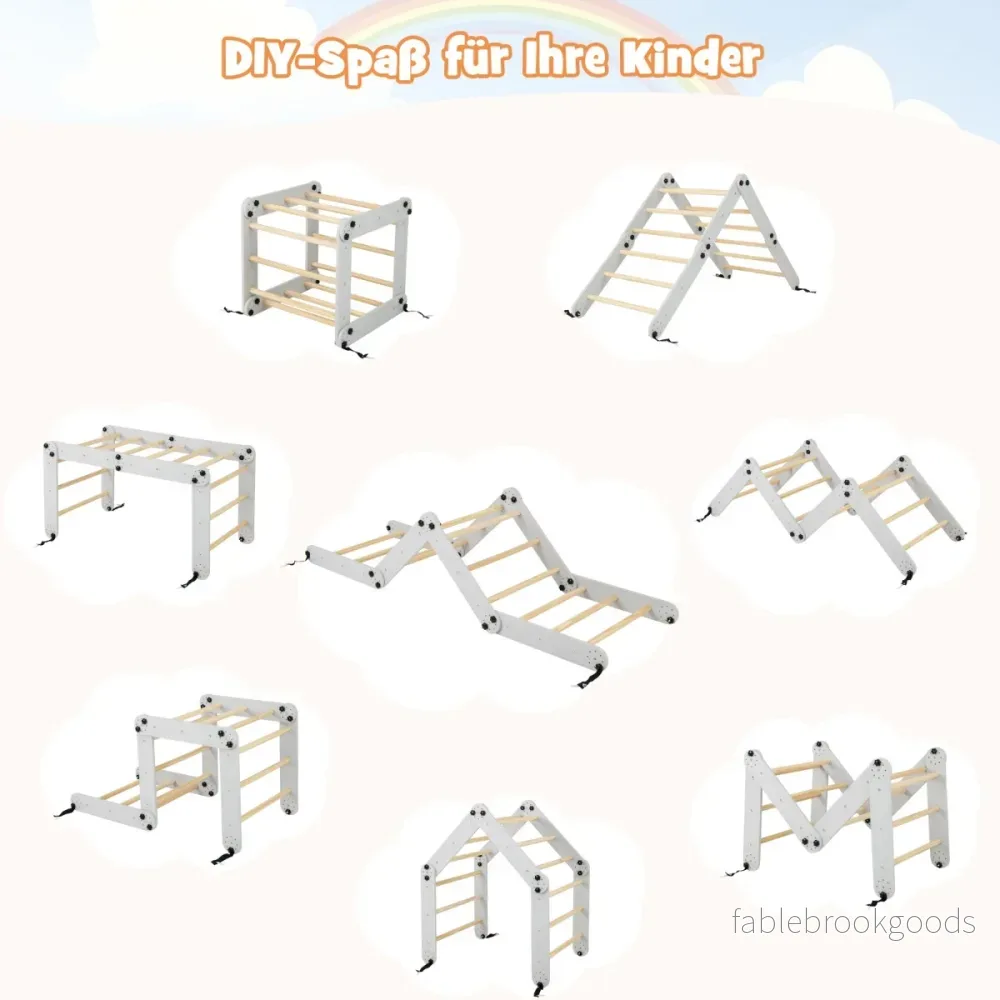 Vikbara – träklättrarleksaker med justerbar och vändbar Montessori klättringsset – Grå - Bild 3