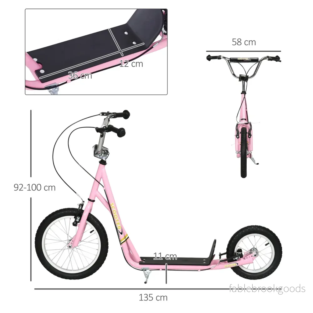 Rosa barnsparkcykel med bromsar, justerbar höjd - Bild 3