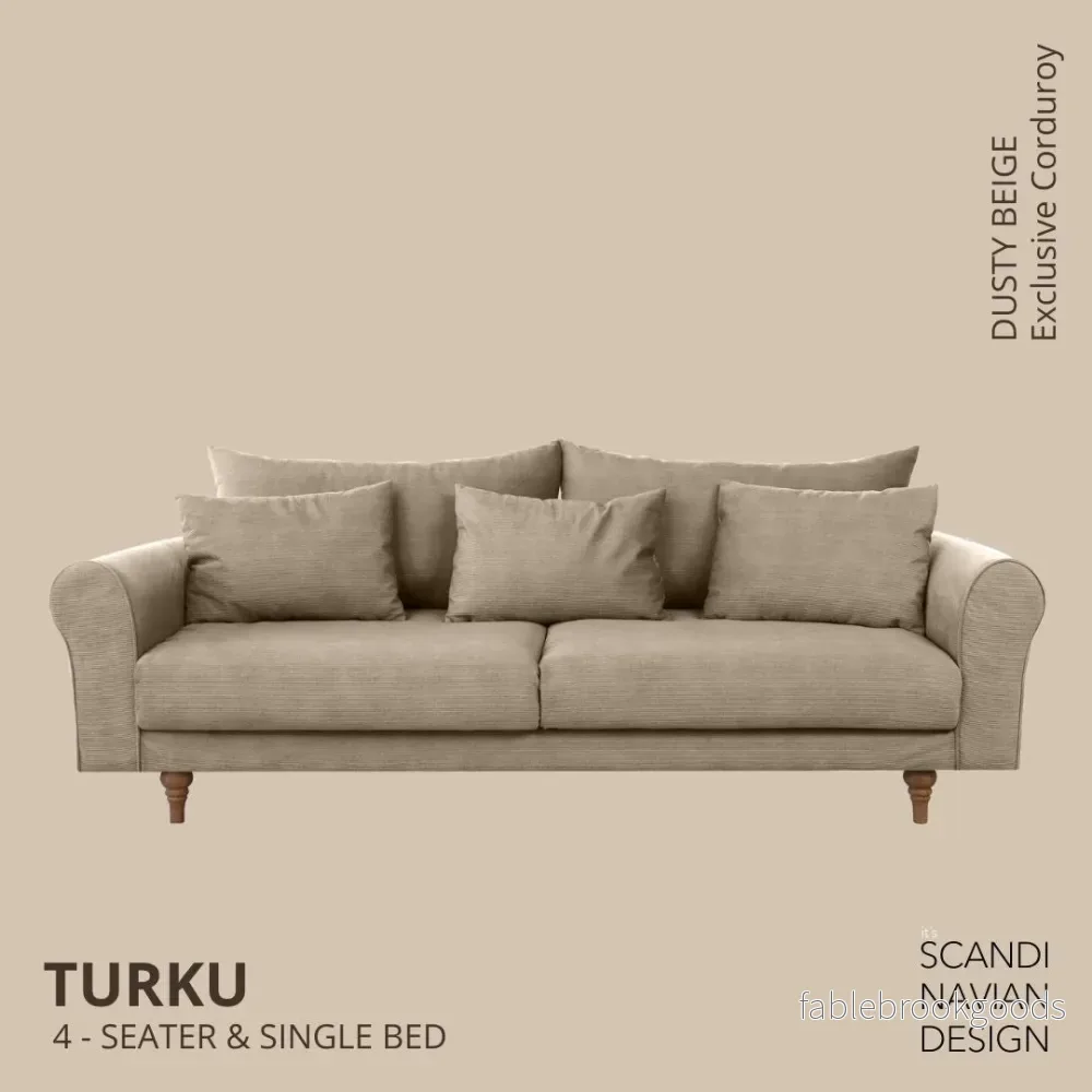 Turku 4-seater sofa/single bed Exclusive Corduroy, Dusty Beige removable & washable covers Turku 4-seater sofa/single bed Exclusive Corduroy, Dusty Beige removable & washable covers