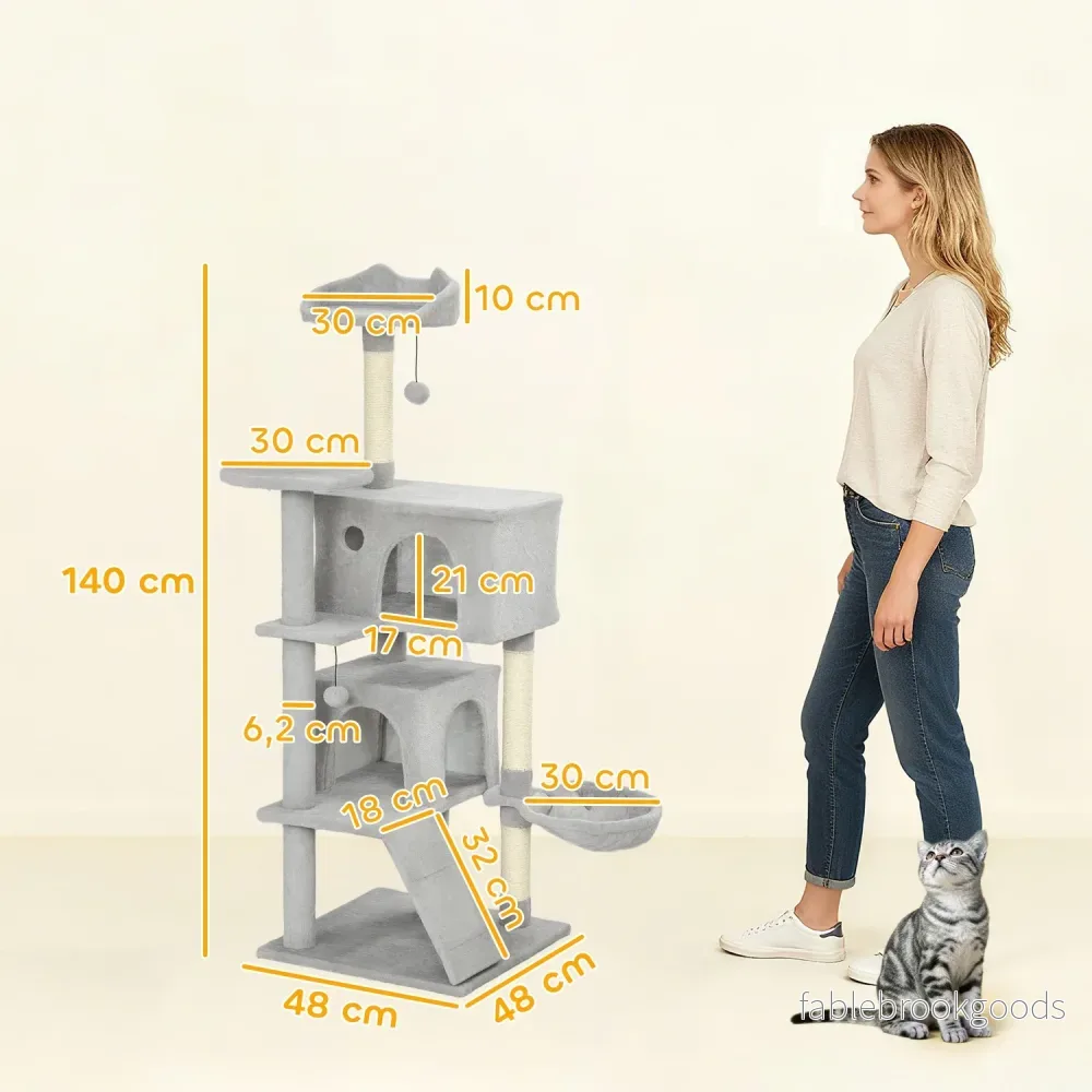 Klösträd 140 cm, Flera nivåer, Sisalstolpar, Hängmatta - Bild 3