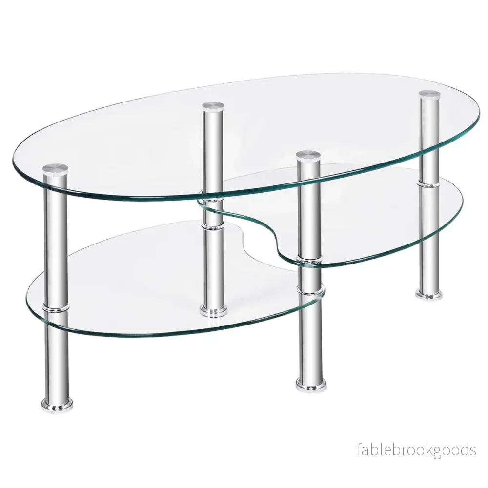 vånings – glasbord med modern oval design – 3 – Genomskinlig