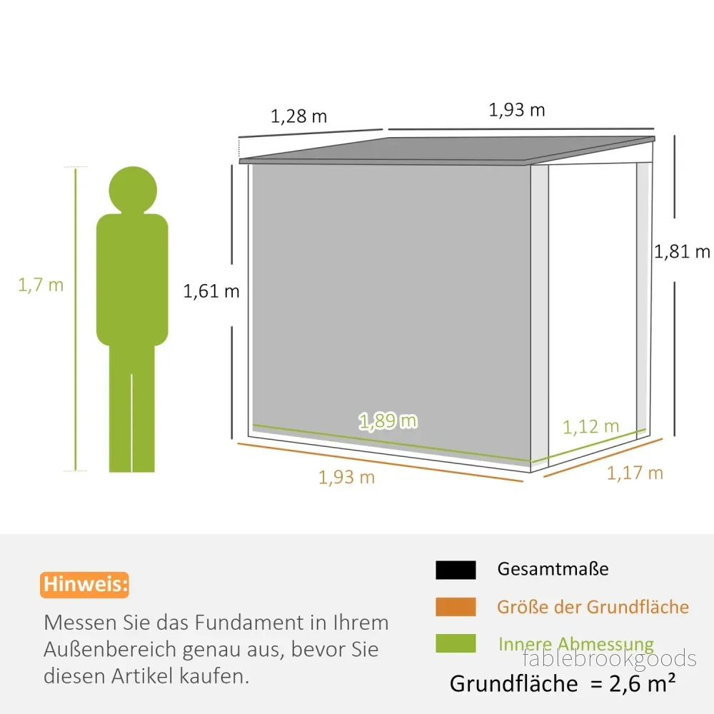 Verktygsskjul i metall 2,7 m² – väderbeständig med fönster och lås - Bild 3