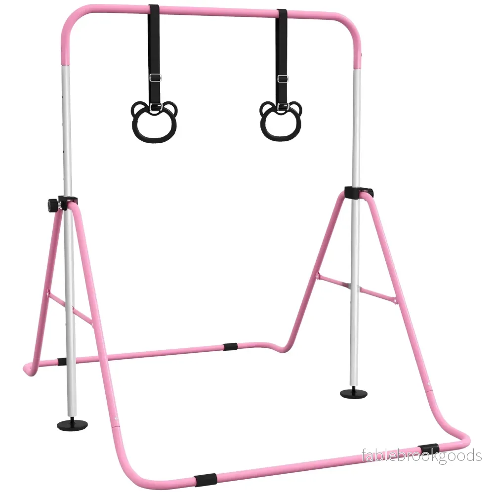 Gymnastikstång för barn, Justerbar, Rosa stål, 50 kg Kapacitet