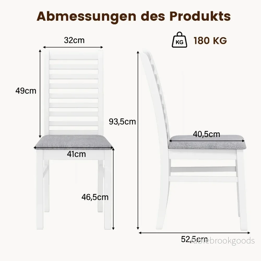 pack – matsalsstolar köksstolar utan armstöd med ben i gummiträ +grå – 2 – Vit - Bild 2