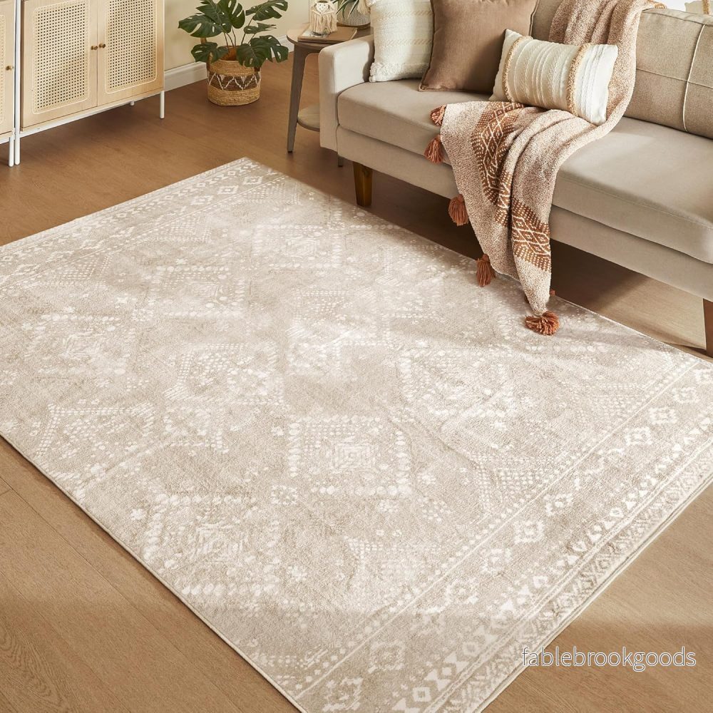 Vloerkleed – Wasbaar en Antislip – Cappuccinobeige – 160 x 230 cm Vloerkleed – Wasbaar en Antislip – Cappuccinobeige – 160 x 230 cm