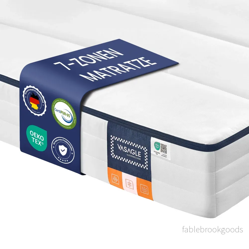 Matras - 90 x 200 cm - Gel-traagschuim - 12 cm dik - Wit - 7-zone ondersteuning - Ademend - Afneembare en machinewasbare hoes