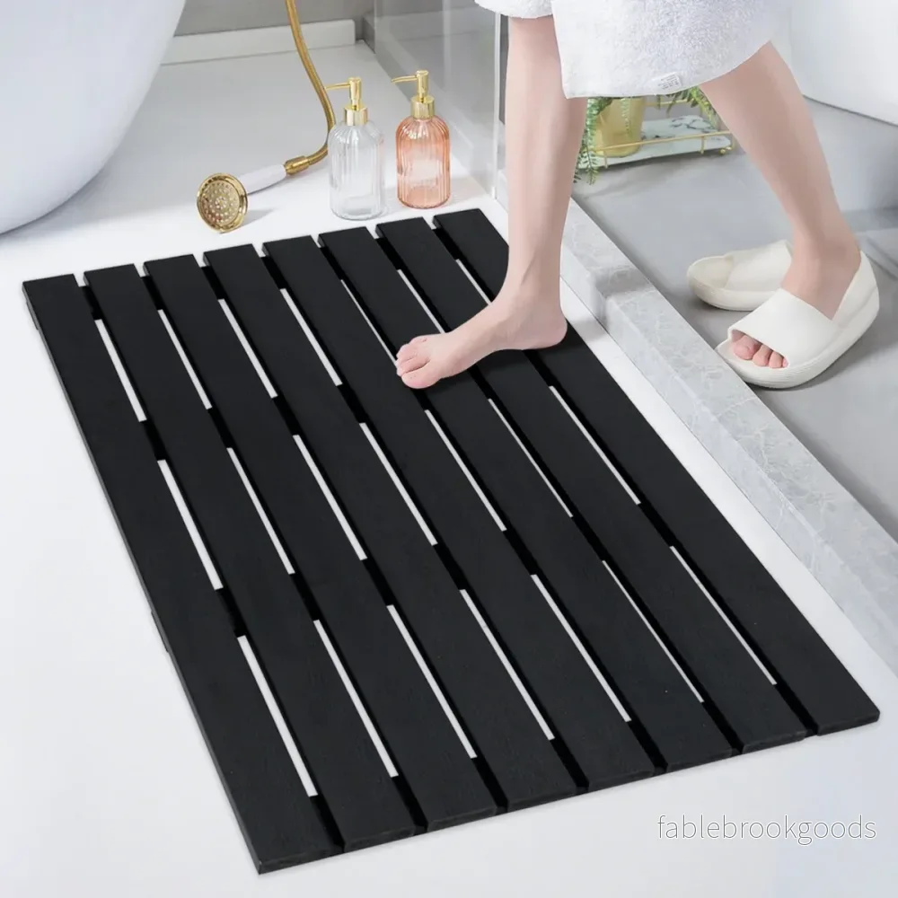 Golvelement – för soldusch WPC golvplatta trädgårdsdusch – 100 x 60 x 2,5 cm – Svart - Bild 2